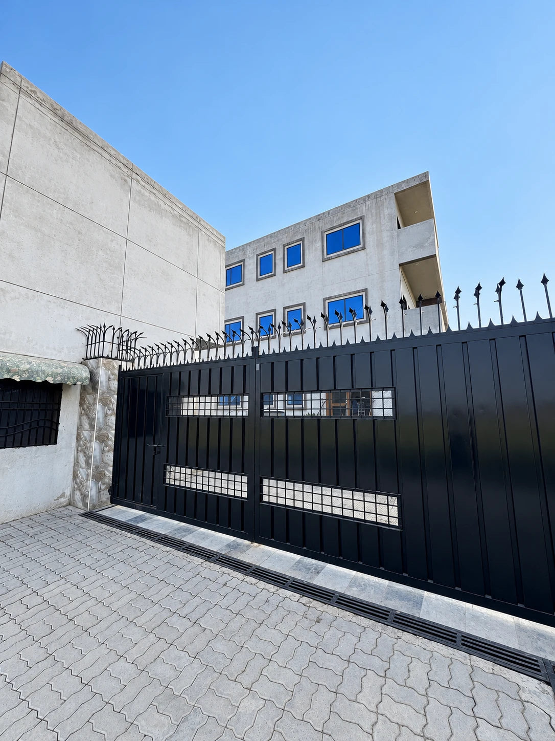 Gated entrance to the garment manufacturing facility